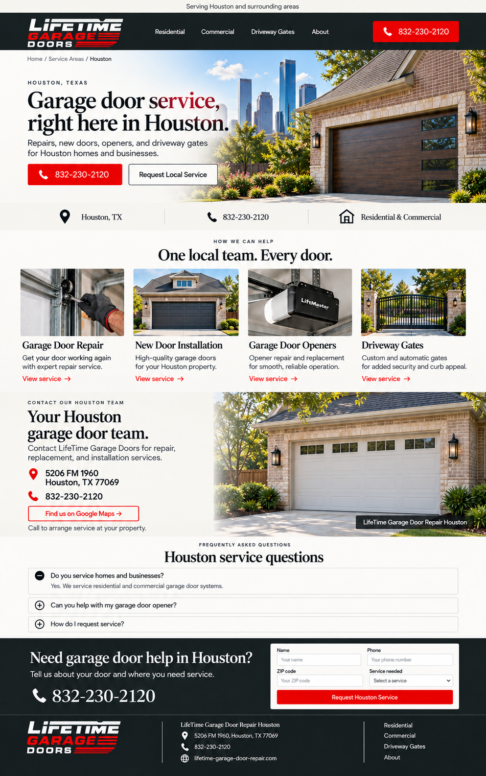 Spring garage door repair at a residential property